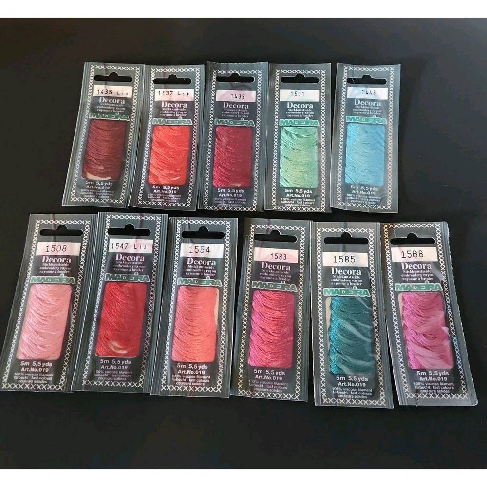 Madeira Decora Rayon Embroidery Floss Lot 11 Packs Assorted Colors Art‎ 019